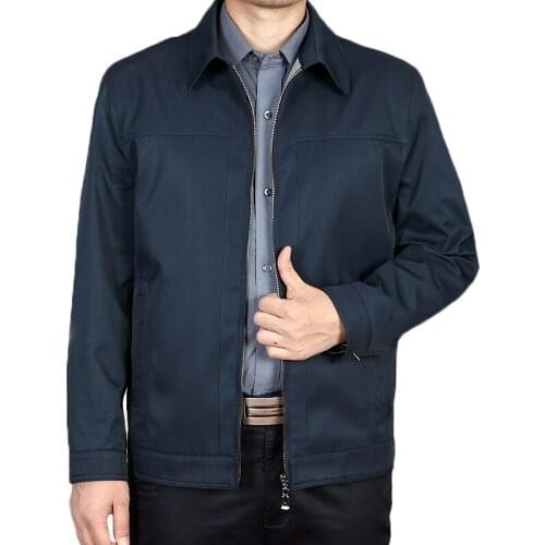 Zipper Windbreaker Male Casual Solid Color Overcoat Men Slim Fit Turn-down Collar Windproof Jacket Coat