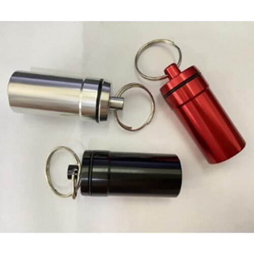 Waterproof Pill Box Aluminum Pill Shaped Box Bottle Holder Container Keychain Medicine Keyring Keychain Box