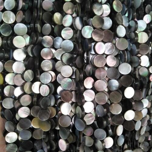 High Quality 10MM Natural Black Lip Sea Shell Beads Round Flat Loose Spacer Beads For DIY Jewelry Necklace Bracelet Craft Making