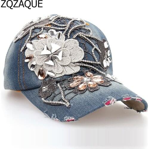 Top Quality Luxury Claw Chain Lotus Pattern Manual Diamonds 5 Colors Baseball Cap Fashion Girls Drill Flowers Pattern Caps SY329