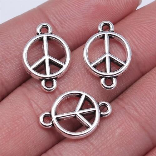 WYSIWYG 10pcs 18x12mm Charm Peace Connector Peace Connector Charms For Jewelry Making Peace Symbol Connector Charms
