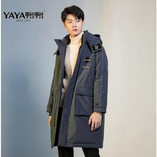 YAYA 2021 Men Women Winter Warm White Duck Down Jacket Outwear Thick Hooded Coat Long Casual Wind break padded Parkas