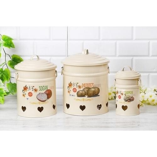 Yildiray Metal 3'lü Potato Onion Garlic Storage Set