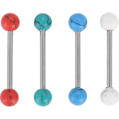 Free shippment 50pcs Body Piercing Body Jewelry - Stone Punk Tongue/Nipple Ring Bar barbells Sleeping Piercing Bar NEW
