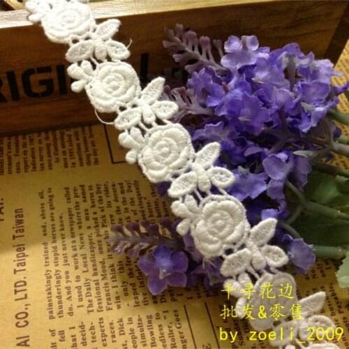 10Y/lot high quality beautiful gauze embroidery flower lace trim lace ribbon fabric 2.5cm wide Handmade diy clothes accessories