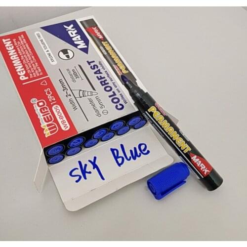 12 pcs/set permanent marker pen Large Capacity Blue Plastic Oily Waterproof Permanent Marker Pen Office School Supplies Markers