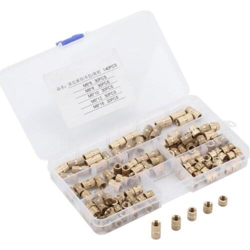140pcs / SET M6 environment-friendly knurling injection molding embedded embedded brass inlaid cylindrical nut knurling thread