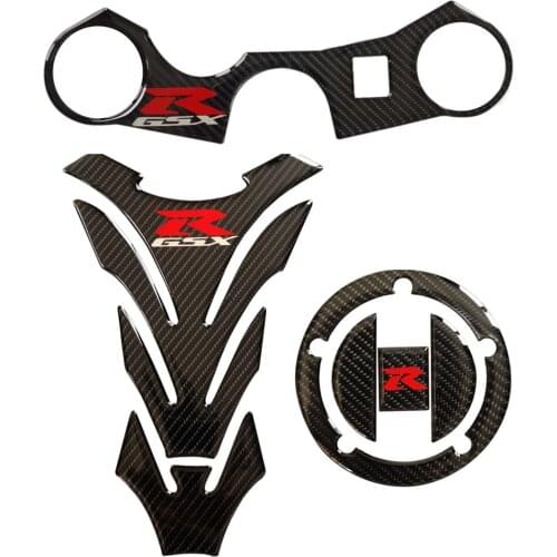 3D Motorcycle Carbon Tank Cap Sticker Tank Pad Fork Triple Tree Upper Clamp Decal For SUZUKI GSXR GSX-R1000 2007 2008 K7 K8