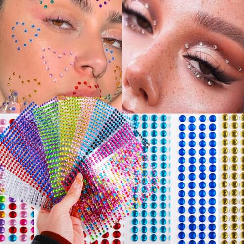 4mm Acrylic Rhinestone Stickers Crystal Handmade DIY Party Festival Eyeshadow Body Nail Makeup Self Adhesive Diamond Stickers