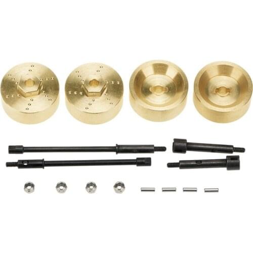 4PCS Brass Wheel Hub 6mm Widen Counterweights +Drive Shaft Kit Replacement For 1/24 Axial SCX24 AXI90081 RC Car Repair Parts
