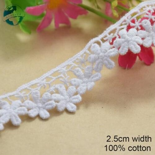 5yards 2.5cm 100% Cotton lace Sewing Ribbon Guipure Trim Fabric Warp Knitting DIY Garment Wedding Accessories African Lace#2644