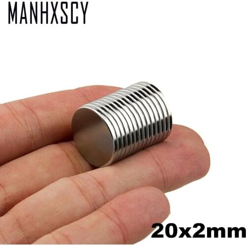 50pcs Neodymium N35 Dia 20mm X 2mm Strong Magnets Tiny Disc NdFeB Rare Earth For Crafts Models Fridge Sticking magnet 20x2mm