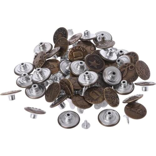 50pcs Mixed Style Metal No Sew Replacement Repair Jean Pants Buttons 20mm DIY Accessories Handmade Art Craft Toys For Kids