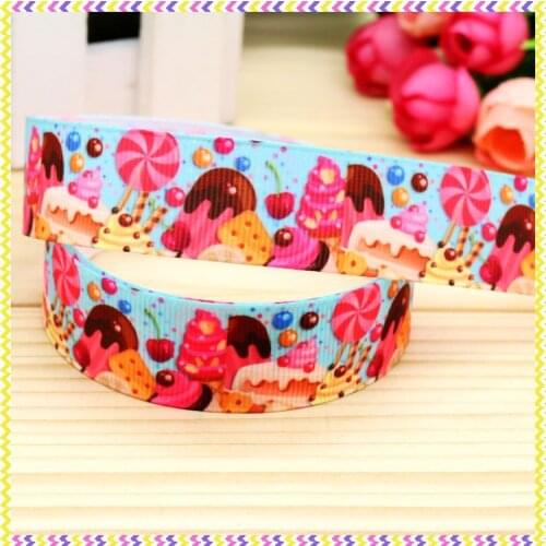 7/8'' Free shipping cupcake ice cream printed grosgrain ribbon headwear hair bow diy party decoration wholesale OEM 22mm B1192
