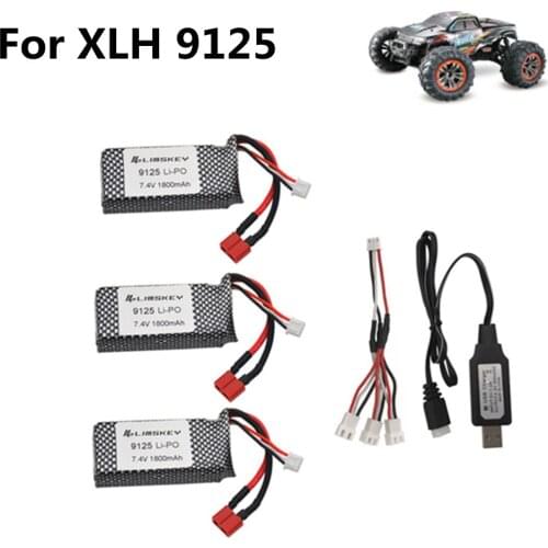 7.4V 1800mah lipo battery with USB Charger For XINLEHONG 9125 RC Car Spare Parts XLH9125 battery 7.4V 1600mah to 1800mah