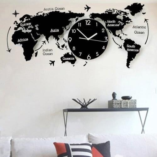 Large Wall Clock World Map Luminous Clocks Silent 3D Wall Watches Creative Living Room Decorative Kitchen Orologio Da Parete
