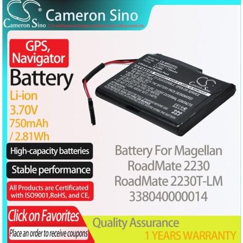 CameronSino Battery for Magellan RoadMate 2230 RoadMate 2230T-LM fits Magellan 338040000014 GPS,Navigator battery 750mAh 3.70V