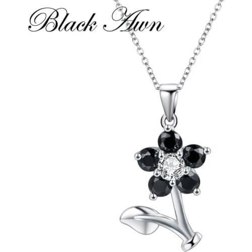 Flower Silver Necklace Sterling Silver Design Fine Jewelry Trendy Engagement Necklaces for Women Wedding Pendants P164