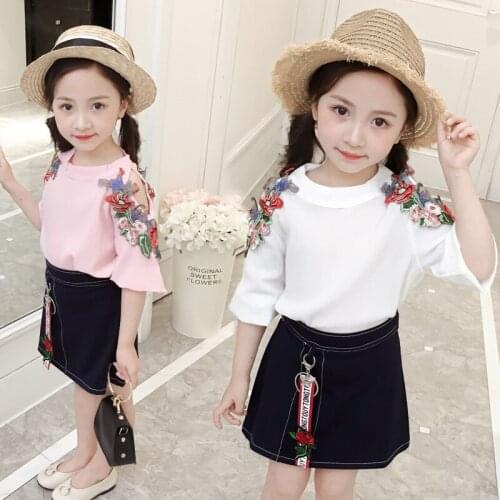 Baby Girls' Clothing 2019 Summer New Girls Summer Sleeveless Chiffon T-Shirt + Shorts Print Personality Sweet Set Free Shipping