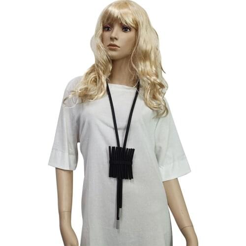 YD&YDBZ Patchwork Black Rubber Rope Necklace For Ladies Punk Style Sweater Chain Long Necklace Unique Gothic Clothing Accesories