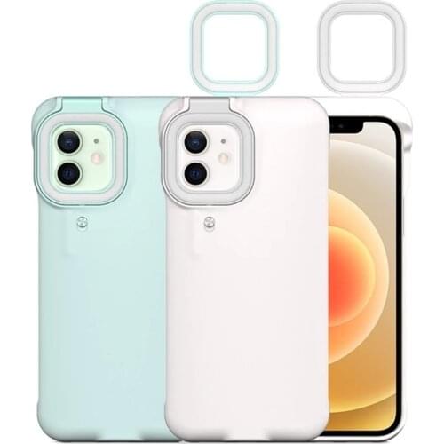 For iPhone 12 Pro max Ring Fill Light Flash Case LED Selfie Flashlight Cellphone Case Cover for iPhone 6 7 8 Plus XS XR 11 12