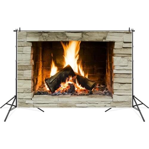 Christmas Fireplace Photography Background Flame Photophone Photozone Baby Photography Backdrops For Home Decor Photo Studio