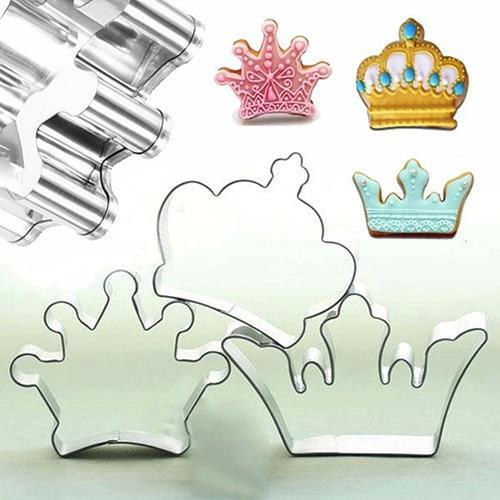 3Pcs Kitchen Crown Craft DIY Baking Stainless Steel Cookie Biscuit Cutter Pastry Mold