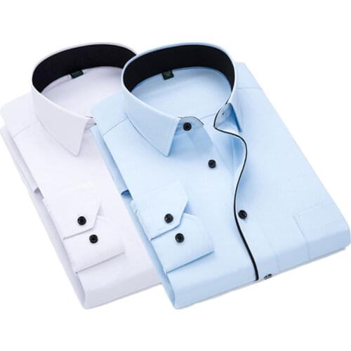 Hot Sale High Quality Men Shirt Long Sleeve Male Twill Solid Causal Formal Business Shirt Brand Man Dress Shirts