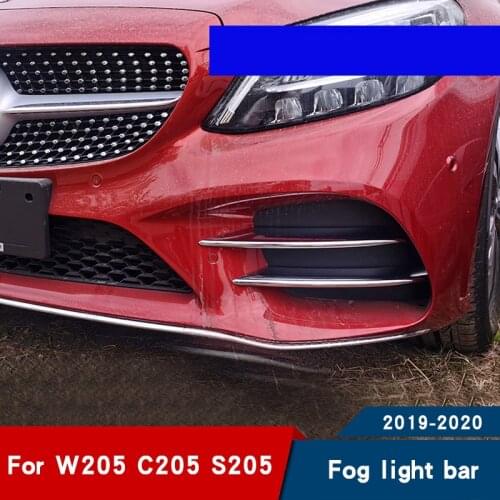 Chrome car sticker for Mercedes-Benz c205 coupe w205 s205 c-class c200 c260 c300 fog lamp bright bar accessories 2019 2020