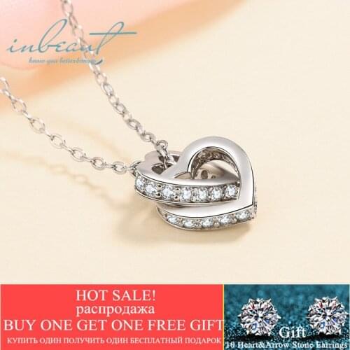 Inbeaut 925 Silver Excellent Cut 0.5 ct D Color Pass Diamond Test Past Moissanite Heart Pendant Necklace Rose Gold Jewelry Gift