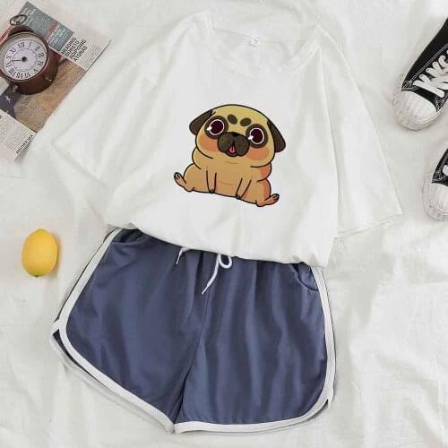 Summer Sleepwear Pajamas Short and T Shirt Pajamas Set Female Korean Homewear Kawaii Dog Print Loungewear Women Homewear