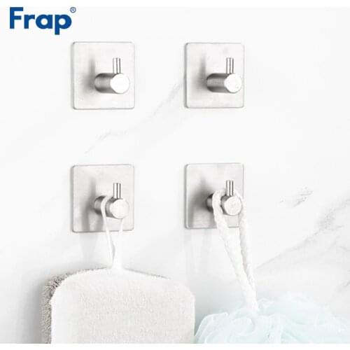 Frap Modern 304 Stainless Steel Viscose Robe Hooks Clothes Hanger Kitchen Bathroom Silver Rustproof Towel Hooks 4pcs/Set Y19002