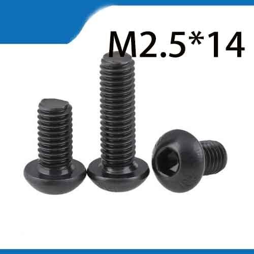 M2.5*14 mm yuan cup Half round pan head black grade 10.9 carbon Steel Hex Socket Head Cap Screw with free shipping