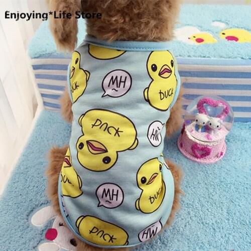 Cute Pet Dog Clothes Duck Print Spring Puppy Cat Cotton T-shirt Vest Pet Clothes Blue/pink XS-XXL