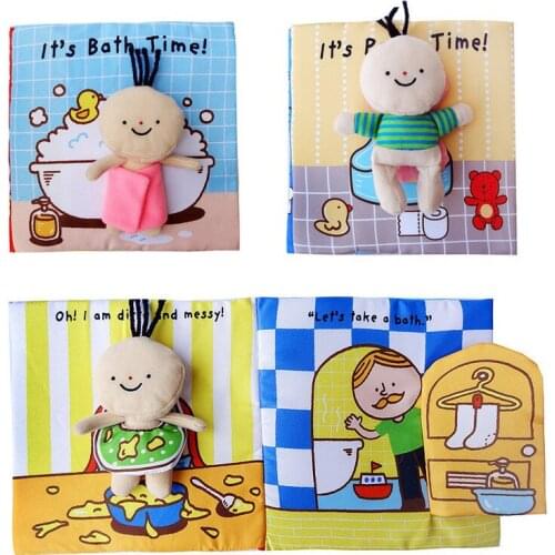 Cute Animal Enlightenment Cognition Baby Cloth Book Bebes Toys Animal Learning Education Unfolding Activity Books Ring Paper