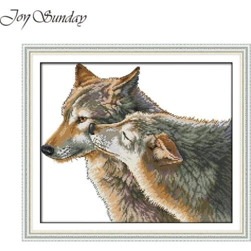 The Kiss of Wolf Counted Cross Stitch Aniaml Paintings 14CT 11CT Printed Cross Stitch Kits DMC Chinese Embroidery Needlework Set