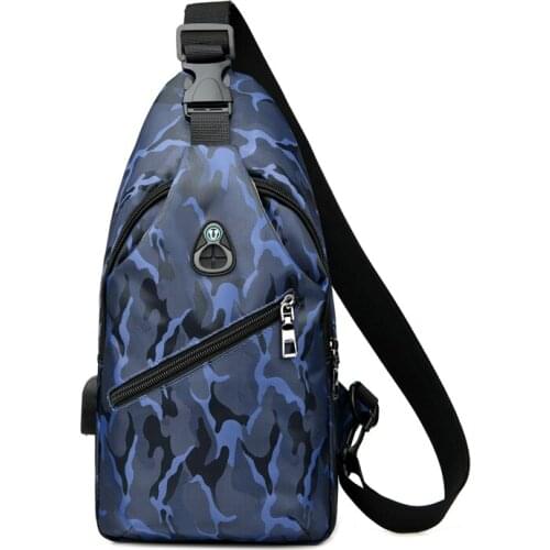 Mens chest bag shoulder messenger bag new fashion brand shoulder bag locomotive Korean casual small chest bag mens bag trend