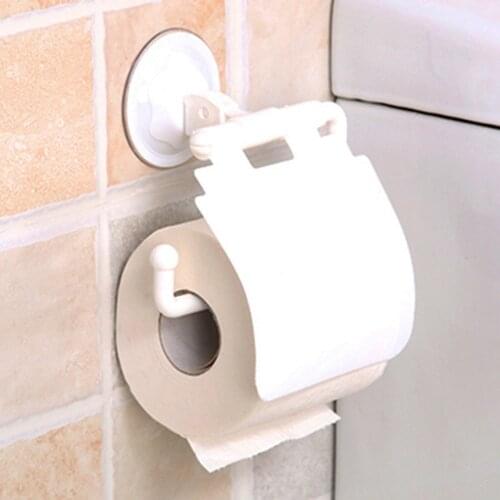 Wall Mounted Sucker Toilet Paper Holder Seamless Waterproof Suction Cup Paper Towel Rack Dispenser Plastic Toilet Roll Rack