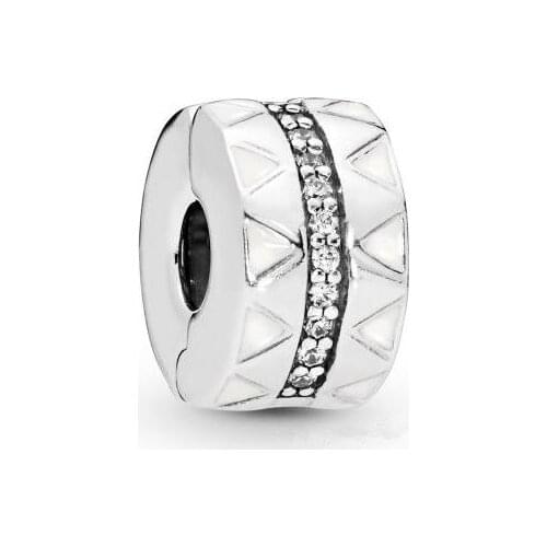 Original 925 Sterling Silver Beads Sparkling Jagged Lines Clip Charm Fit Pan Women Bracelet & Necklace Diy Jewelry