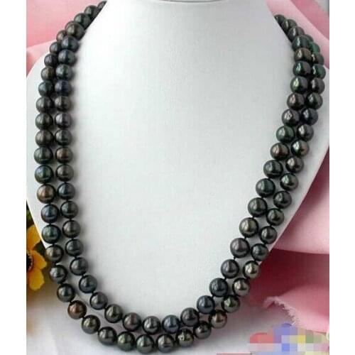 HOT## Wholesale > >>> 32" 12MM ROUND BLACK FRESHWATER CULTURED PEARL NECKLACE