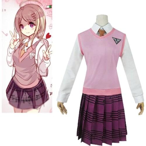 Popular Anime Danganronpa V3 Peripheral Cosplay Akamatsu Kaede Cos Uniform Shirt / Vest / skirt / socks College Suits
