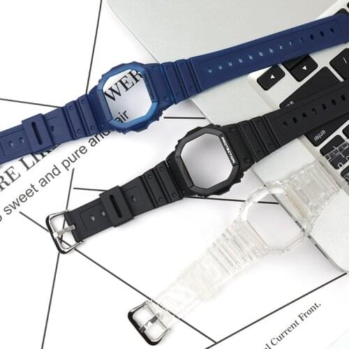 Resin strap watch case mens watch accessories pin buckle wristband for Casio G-shock DW5600 GW5000 sports waterproof watch band
