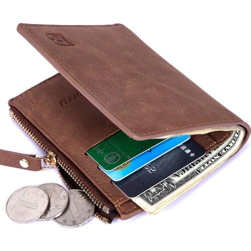 GROJITOO Luxury Men Short Wallet Pu Leather Wallet Men Credit Card Holder With Photo Pocket Bisiness Leather Purse For Men