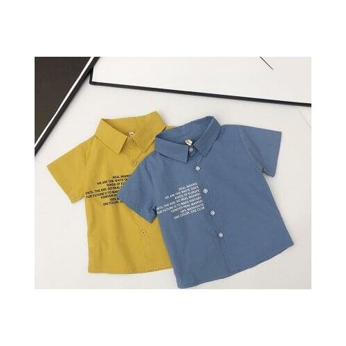 Boys Shirt Baby Clothes 2019 Summer New Fashion Kids Boys Short Sleeve Blouse Shirt Toddler Letter Printed Tee Shirt Boys Tops