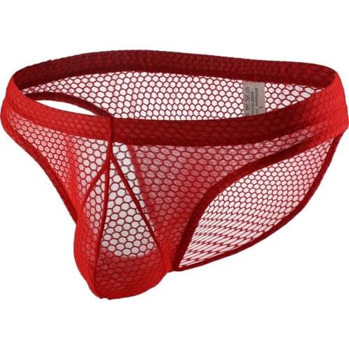 Sexy Underwear Hollow Jockstrap Mens Panties Fashion Mesh Sissy Gay Male Brief Breathable Thong Underpants Erotic Sexy Lingerie