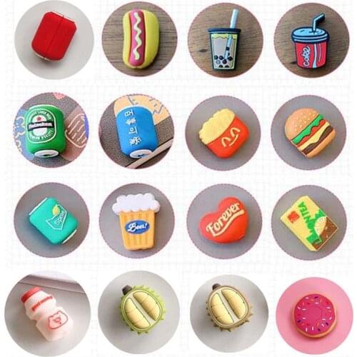 Mini Cute Cartoon Drink Bottle Cup Can Chape French Fries Cable-Winder USB Data Line Protector Silicone Cord Cover Decoration