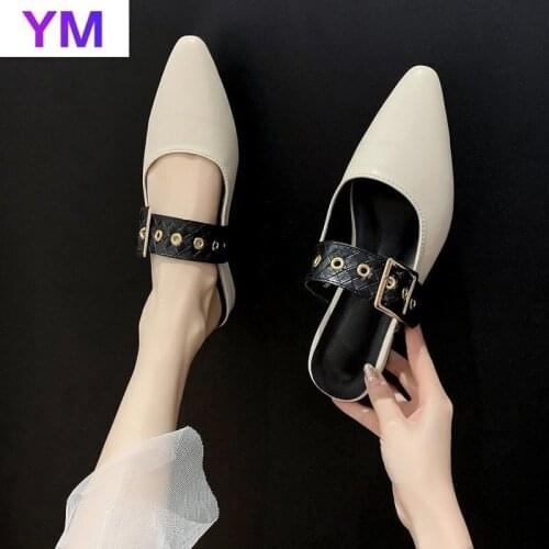 Summer Pointed Toe Womens shoes Buckle Ladies Flats 2021 Outdoor Sandalies Comfort Casual Footwear Anti Slip Female Soft