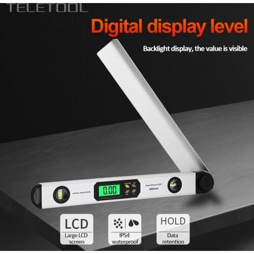Digital Angle Ruler Aluminum Alloy Electronic Protractor Angle Finder Level Measuring Gauge Meter Inclinomete 0-225 Degree 400MM