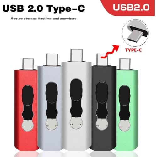 For Android Phone OTG 2 in 1 128GB Type-C USB Flash Drives 2.0 64GB 32GB 16GB Smart Pendrive Pen Drive Cle Usb Stick Memoria usb