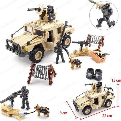 Military Armed Riot Armored Car Building Block Moc Special Figures Weapons Configuration Combat Model Christmas Gifts Child Toys